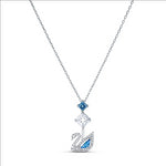 Swarovski Dazzling Swan Necklace, Blue, Rhodium plated