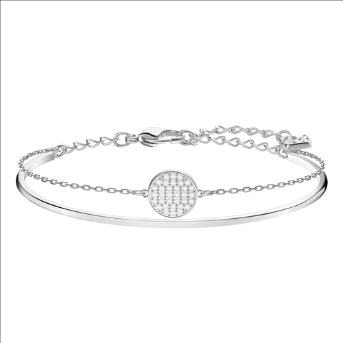 Swarovski Ginger Bangle, White, Rhodium plated