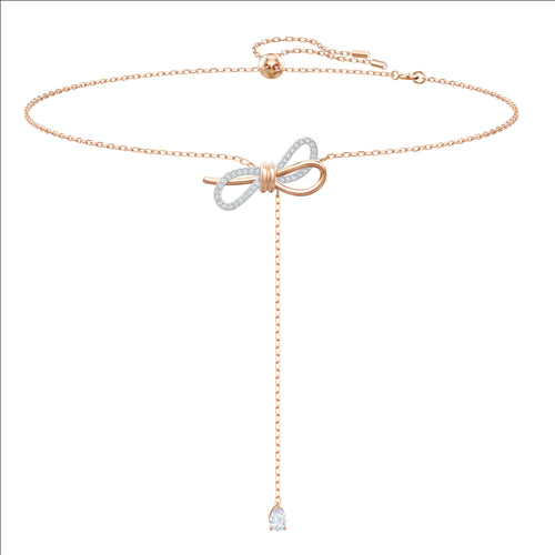 Swarovski Lifelong Bow Y Necklace, White, Mixed metal finish