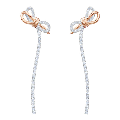 Swarovski Lifelong Bow Pierced Earrings, White, Mixed metal finish
