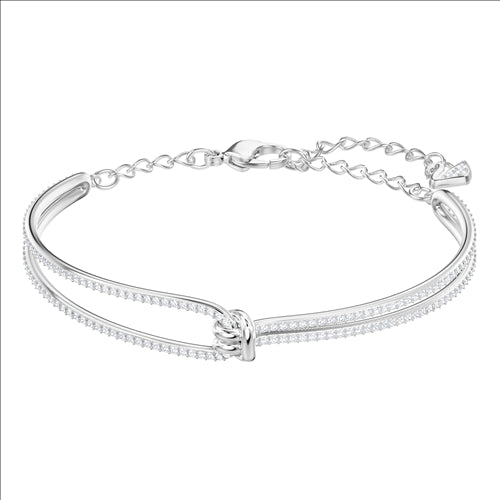 Swarovski Lifelong Bangle, White, Rhodium plated