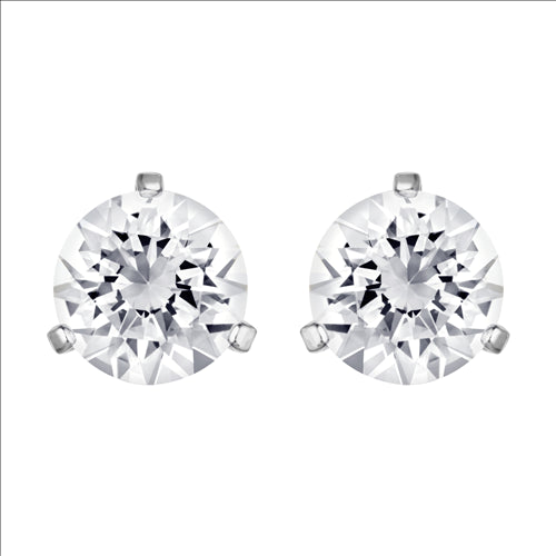 Swarovski Solitaire Pierced Earrings, White, Rhodium plated