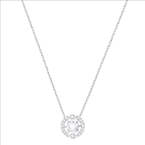 Swarovski Sparkling Dance Round Necklace, White, Rhodium Plated