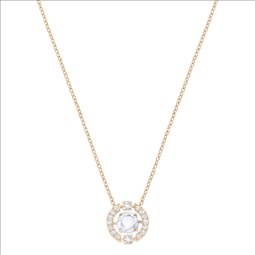 Swarovski Sparkling Dance Round Necklace, White, Rose-gold tone plated