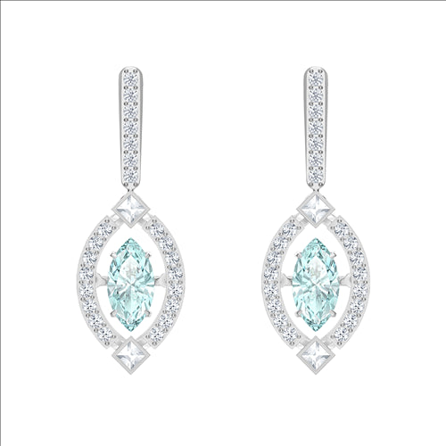 Swarovski Sparkling Dance Pierced Earrings, Green, Rhodium plated