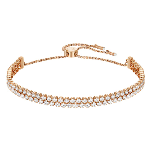 Swarovski Subtle Bracelet, White, Rose-gold tone plated