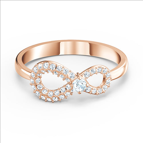 Swarovski Infinity Ring, White, Rose-gold tone plated