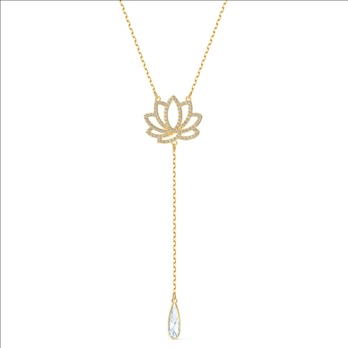 Swarovski Symbolic Lotus Necklace, White, Gold-tone plated