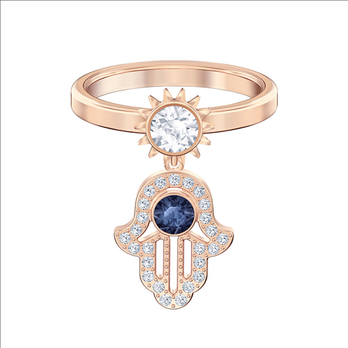 Swarovski Symbolic Motif Ring, Blue, Rose-gold tone plated