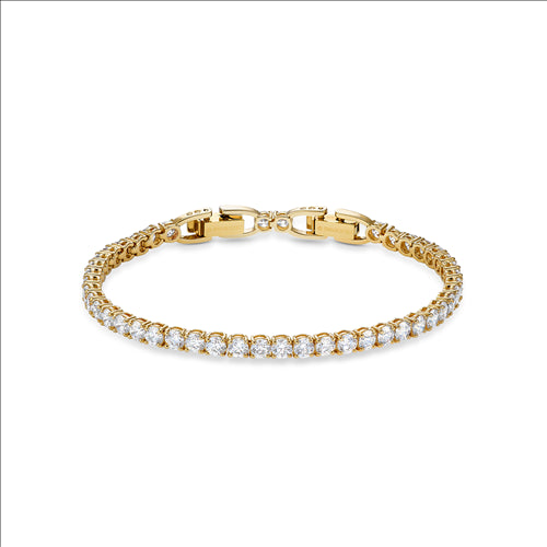 Swarovski Tennis Deluxe Bracelet, White, Gold-tone plated