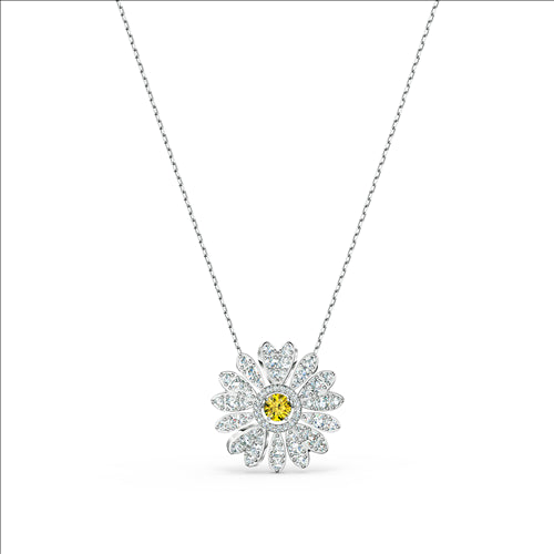 Swarovski Eternal Flower Pendant, Yellow, Rhodium plated