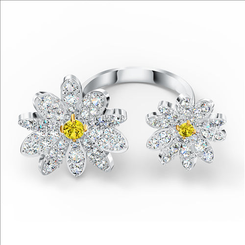 Swarovski Eternal Flower Open Ring, Yellow, Mixed metal finish