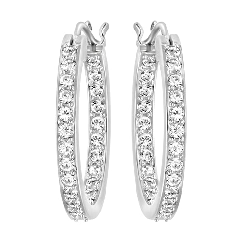 Swarovski Sommerset Earrings, White, Rhodium plated