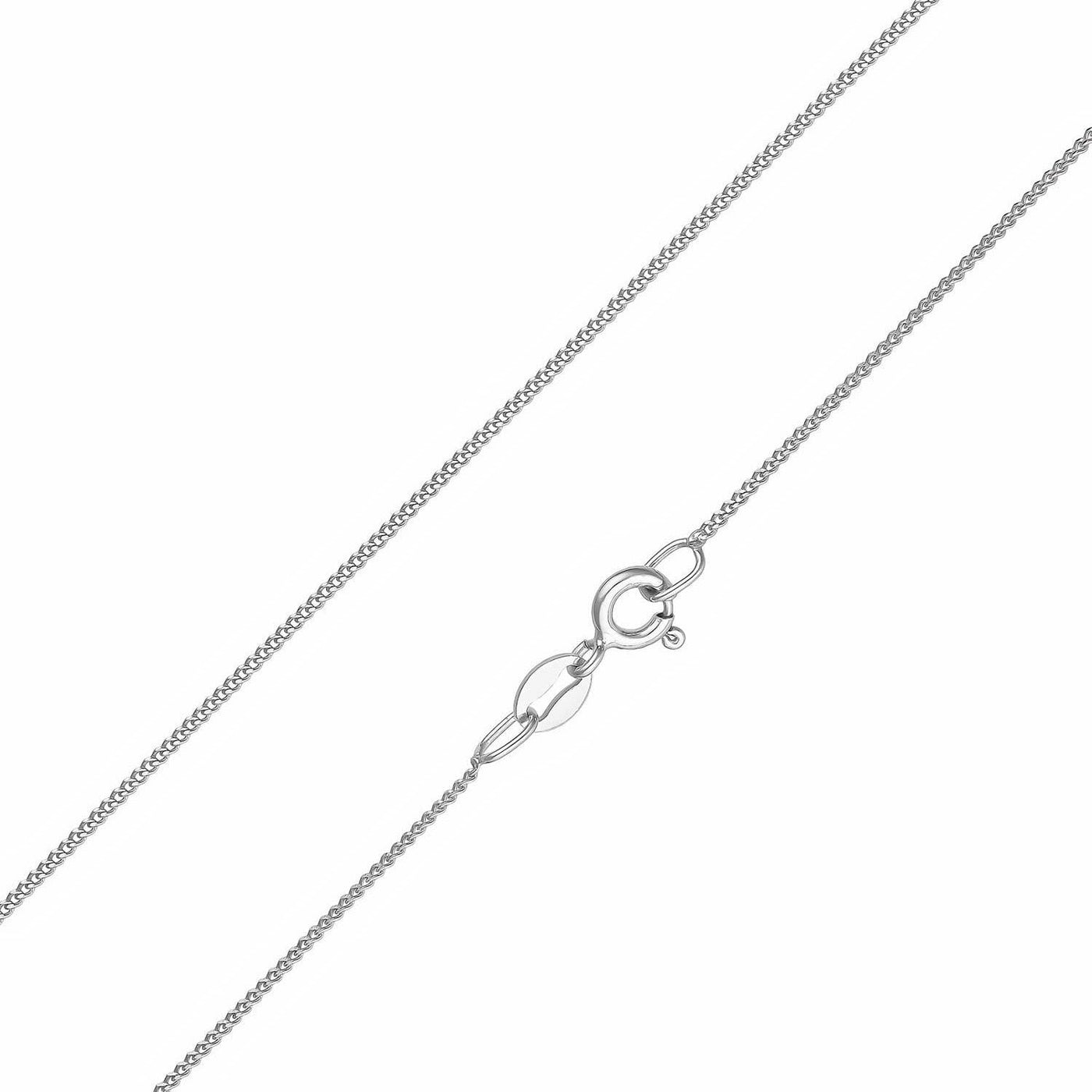 1mm Rhodium Plated Sterling Silver Plain Curb Chain - 60cm