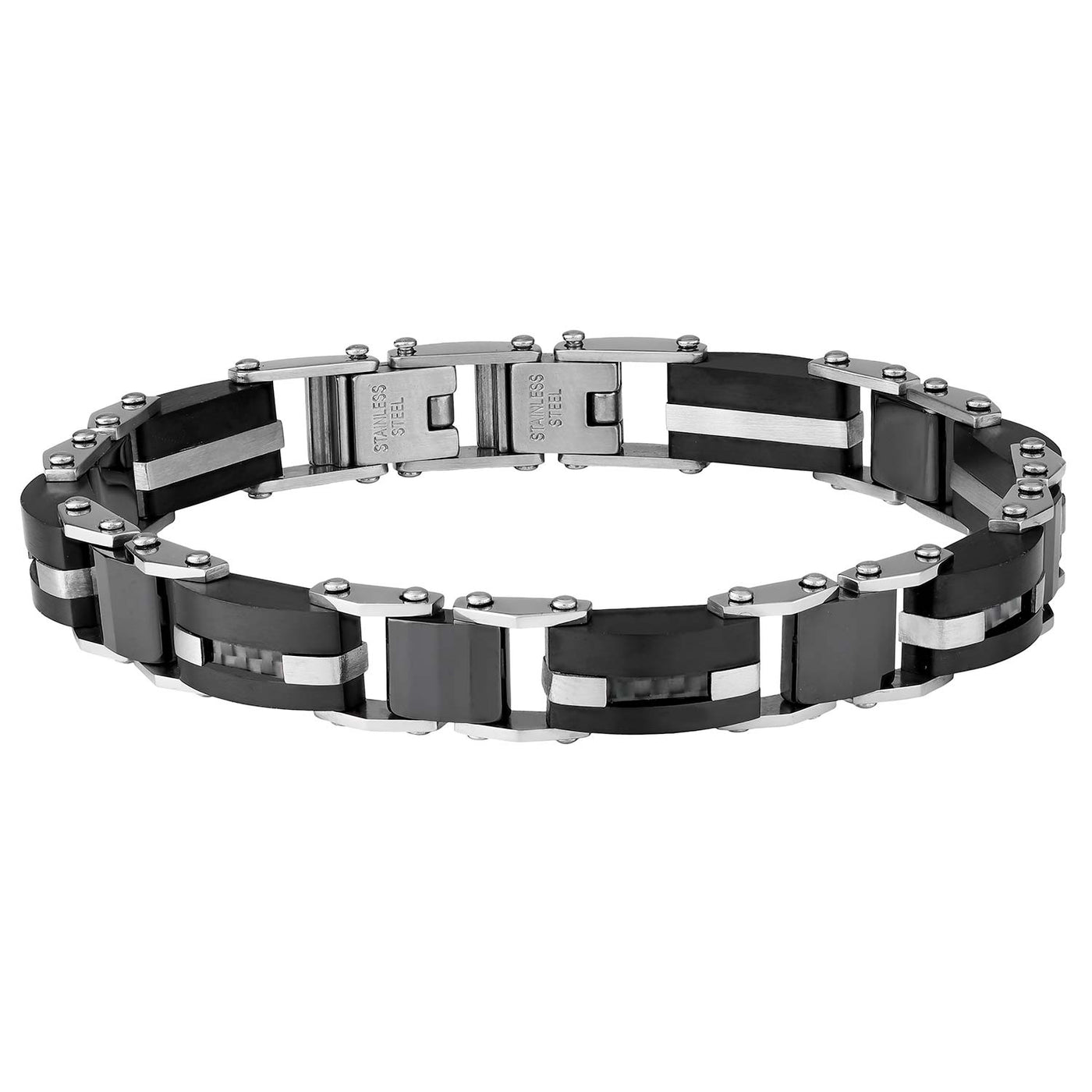 double sided stainless steel black ip bracelet