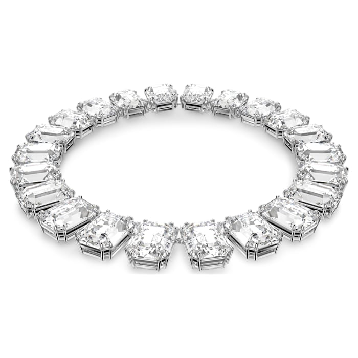 Swarovski Octagon Cut Clear Crystals and Rhodium Millenia Choker Necklace