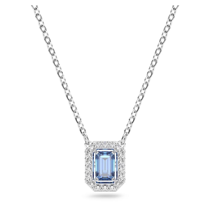 Millenia necklace, Octagon cut Swarovski Zirconia, Blue,