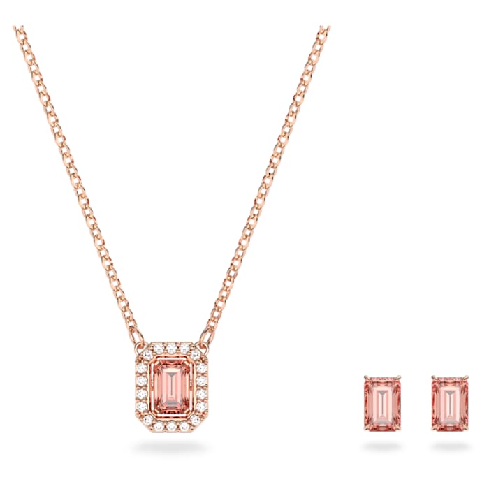 Millenia set, Octagon cut Swarovski Zirconia, Pink, Rose-