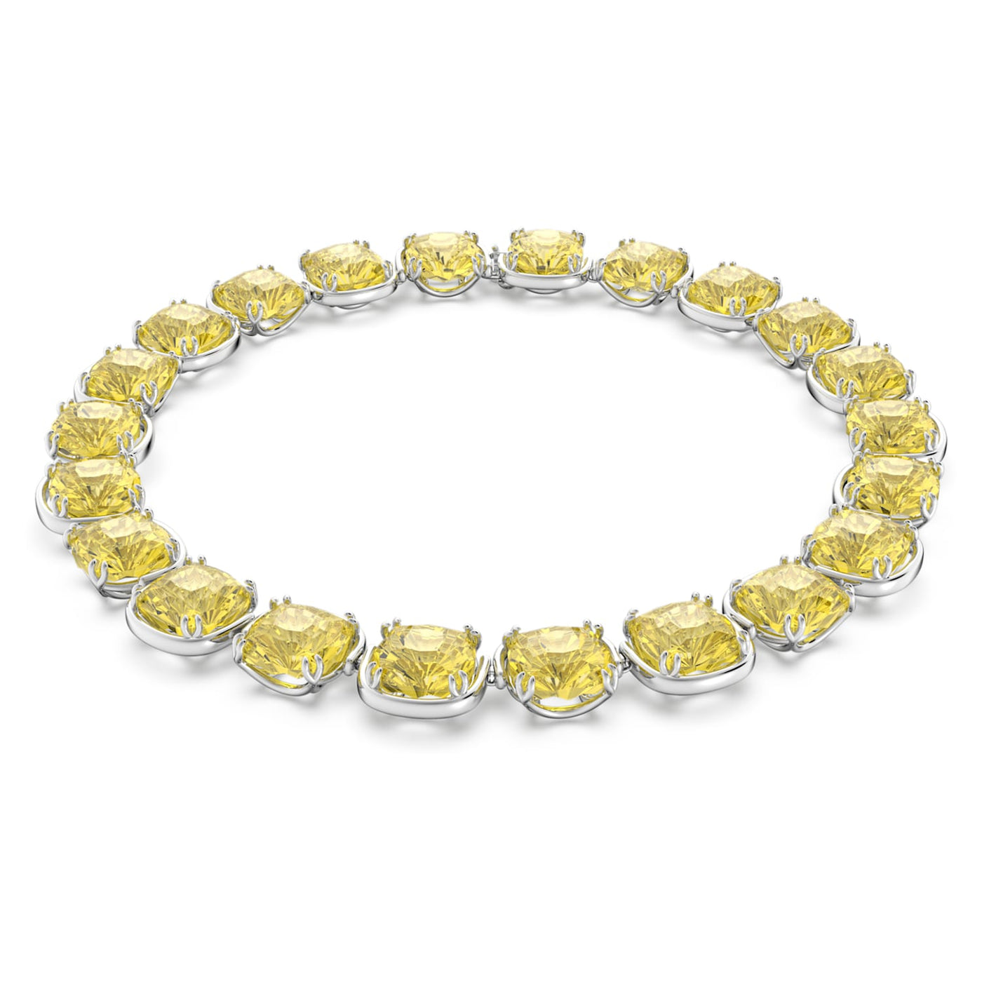 Harmonia choker Cushion cut crystals, Yellow, Rhodium plated