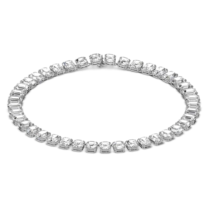Millenia necklace octagon cut crystals, White, Rhodium plated