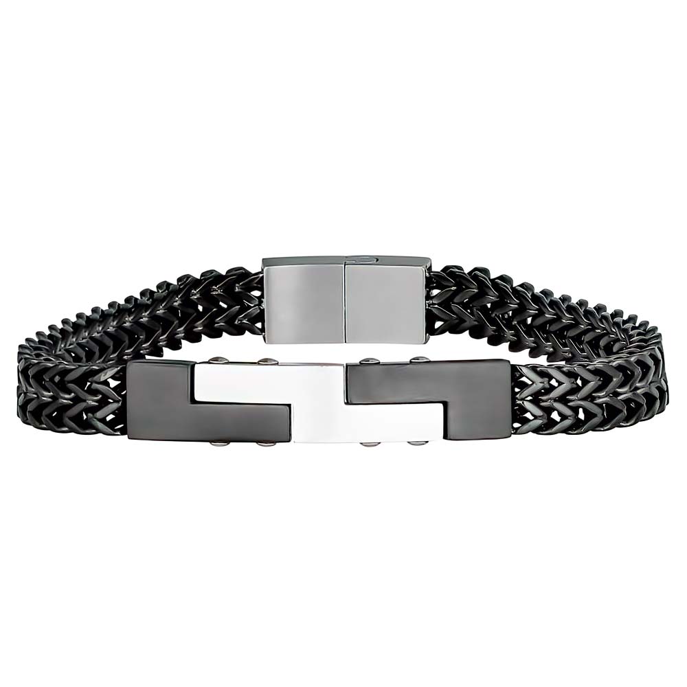 9mm Stainless Steel Black And Silver ID Bracelet