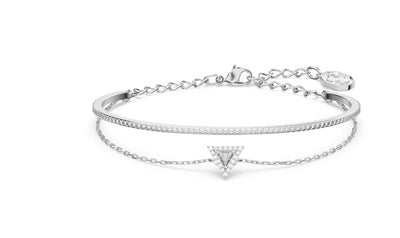 Ortyx Bracelet Triangle Cut, Pavé, White, Rhodium Plated M