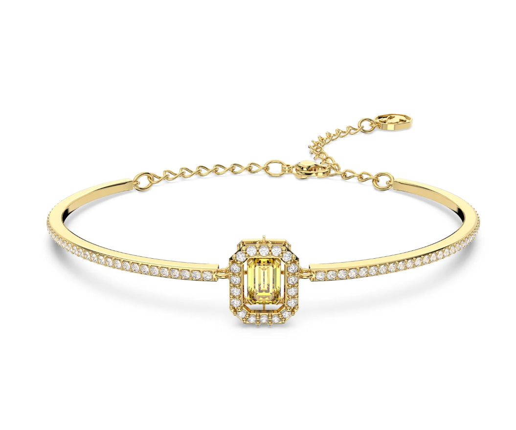 Millenia bangle Octagon cut, Pavé, Yellow, Gold-tone plated 5638488