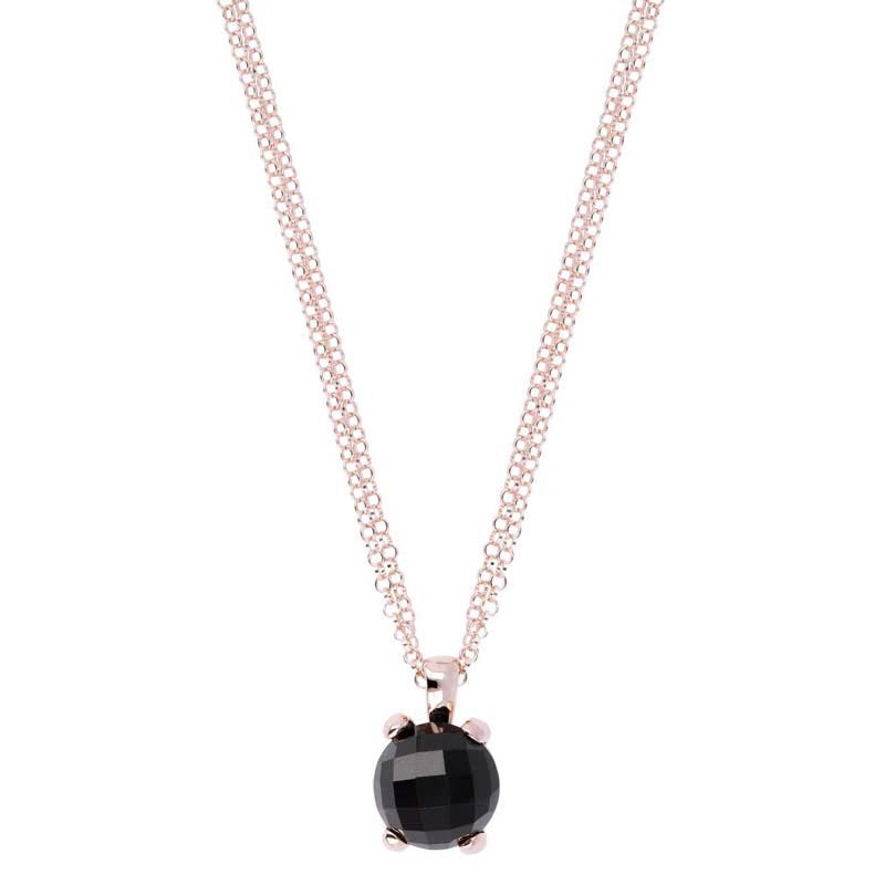 Bronzallure Felicia Black Onyx Round Pendant Necklace WSBZ00280.B