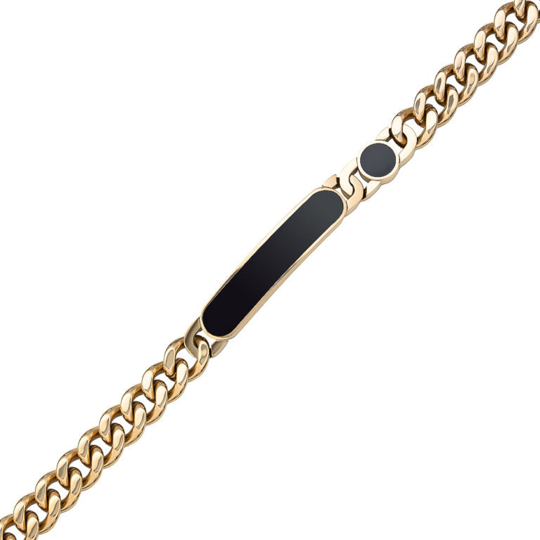Men’s Black and Gold Plated Stainless Steel ID Bracelet