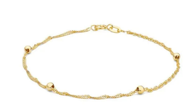 9K YLW GOLD SOLID BALL TWIST Bracelet 19cm