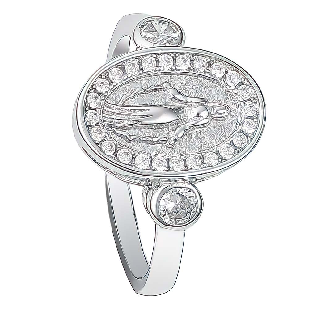 ladies sterling silver Mary miraculous ring