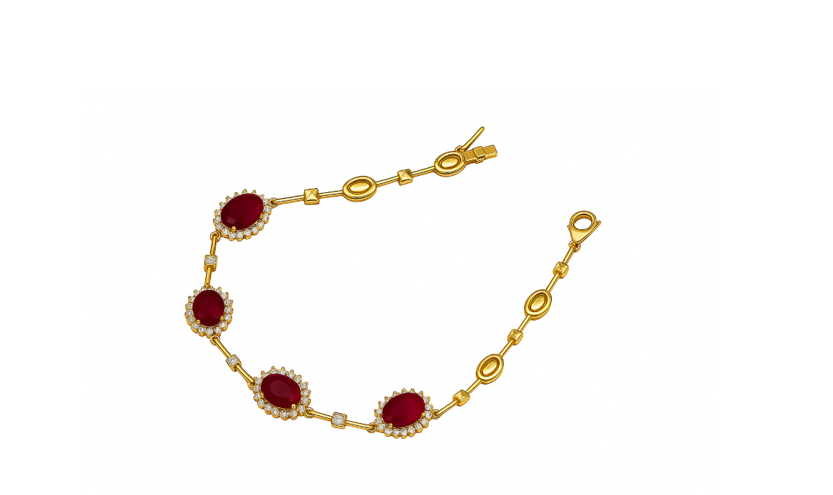 18K Yellow Gold Ruby & Diamond Bracelet