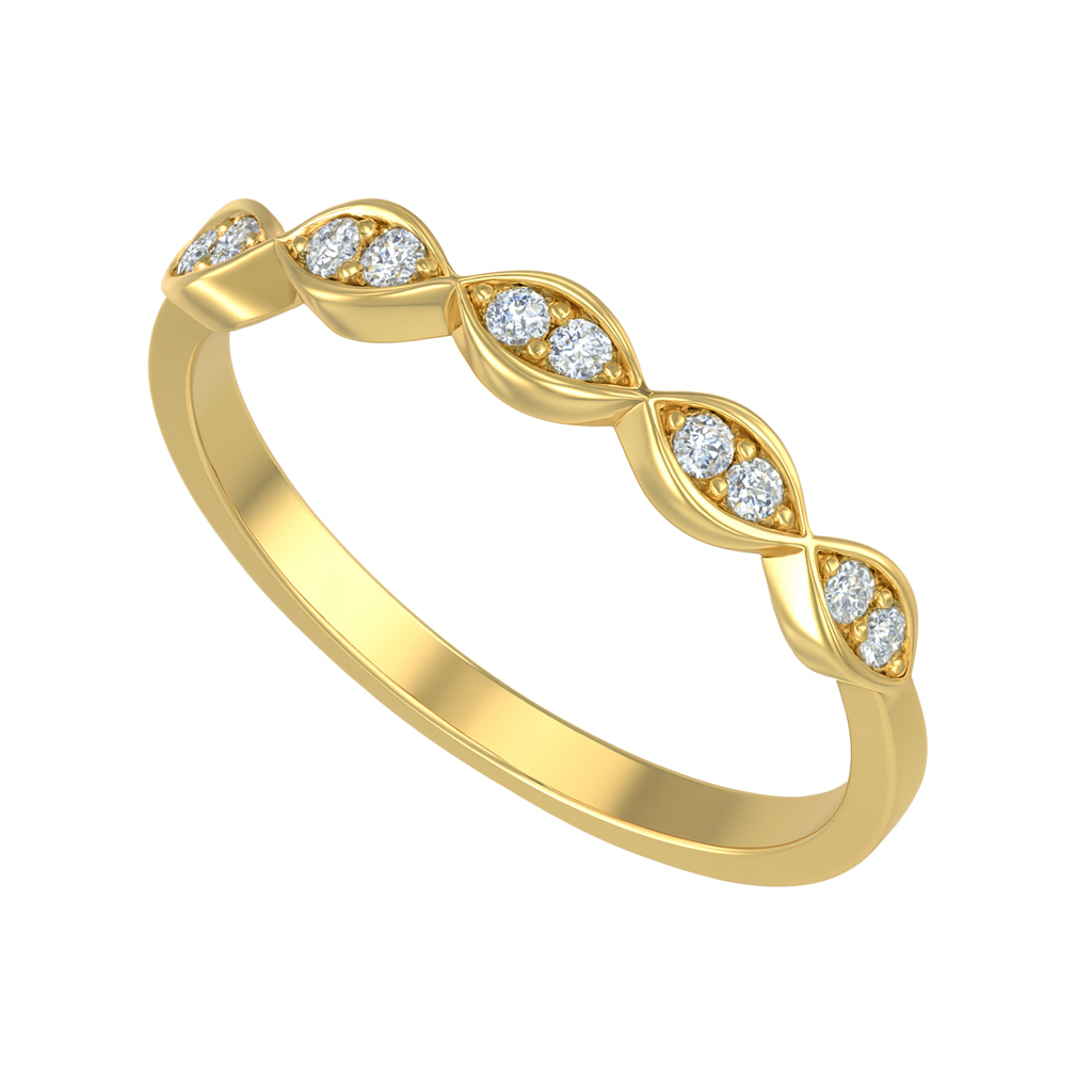 9K Yellow gold ladies stackable rings with 0.22ct F Vs1 Diamonds