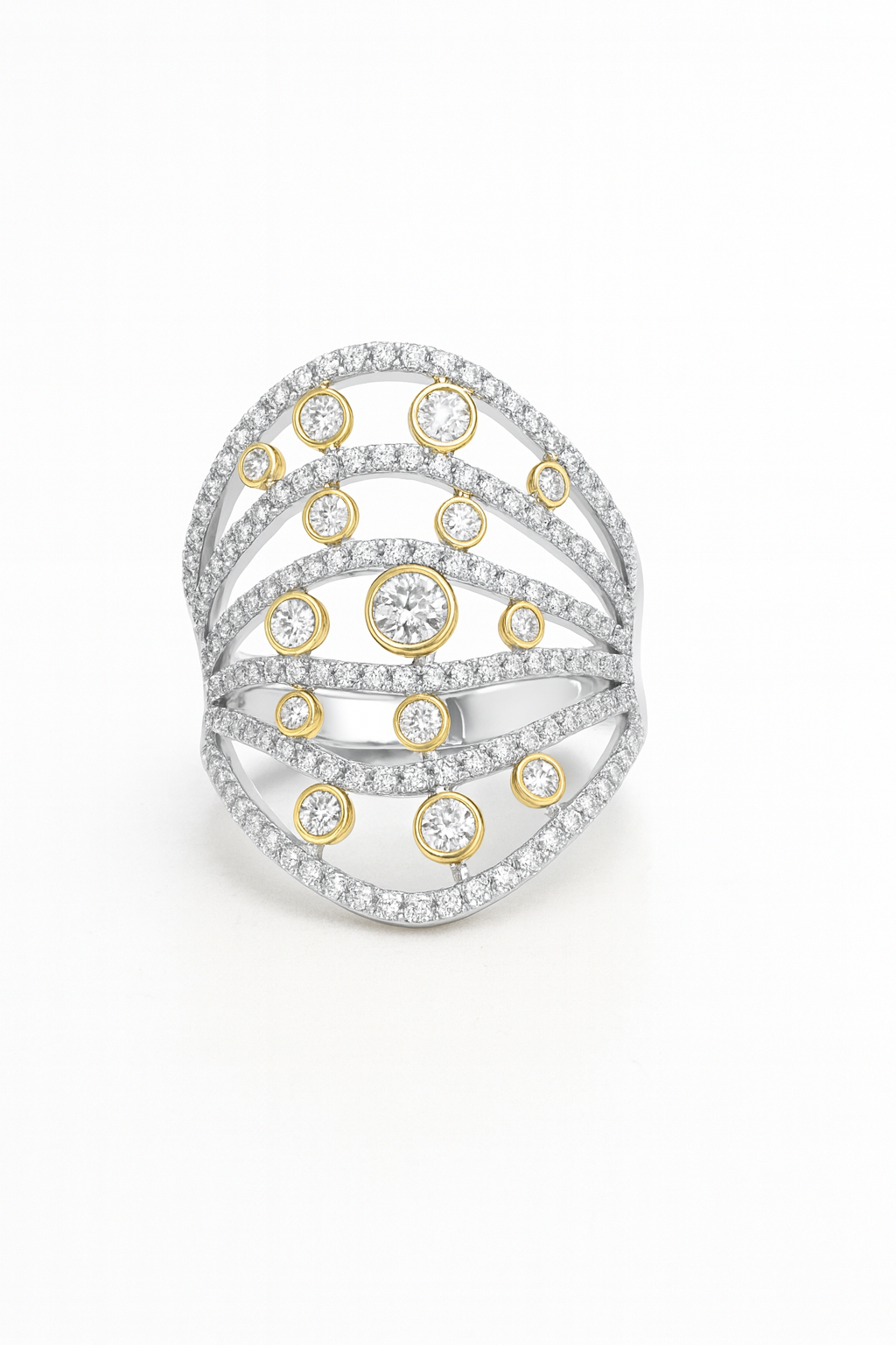 Aryes Ring18k white and yellow gold 1.32 Ct Diamond Ring