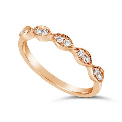 9K rose gold ladies stackable rings with 0.22ct F Vs1 Diamonds