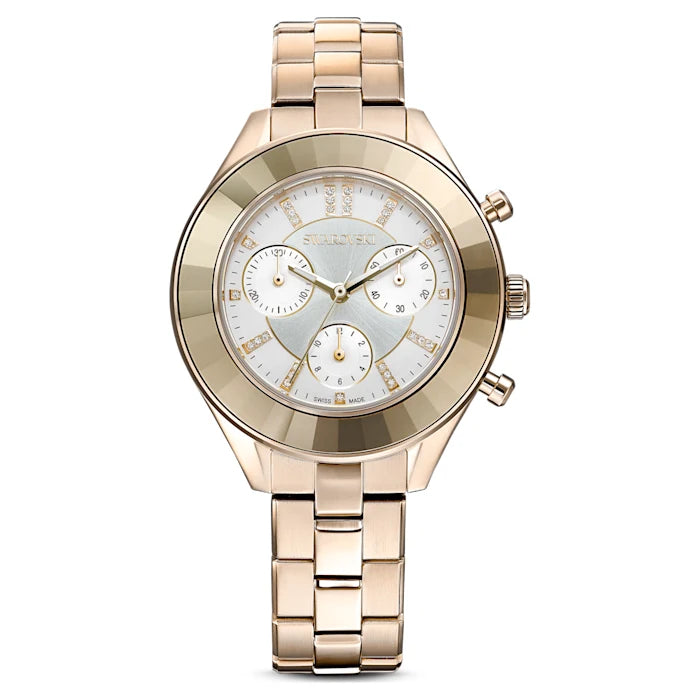 Octea Lux Sport watch, Swiss Made, Metal bracelet, Gold tone, Champagne gold-tone finish