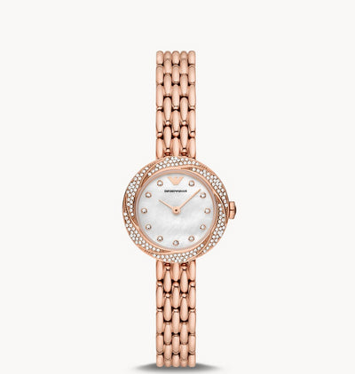 Emporio Armani Two-Hand Rose Gold Stainless Steel Watch AR11474