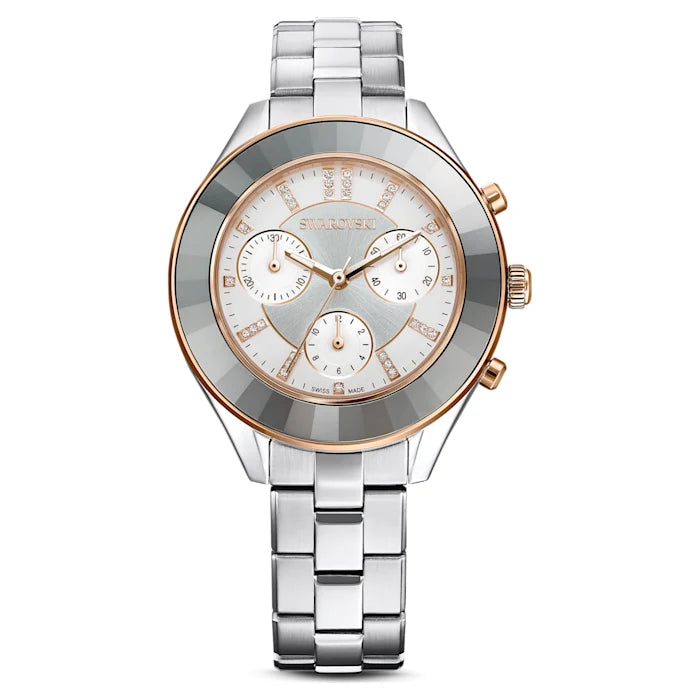 Octea Lux Sport watch, Swiss Made, Metal bracelet, Silver Tone, Stainless steel