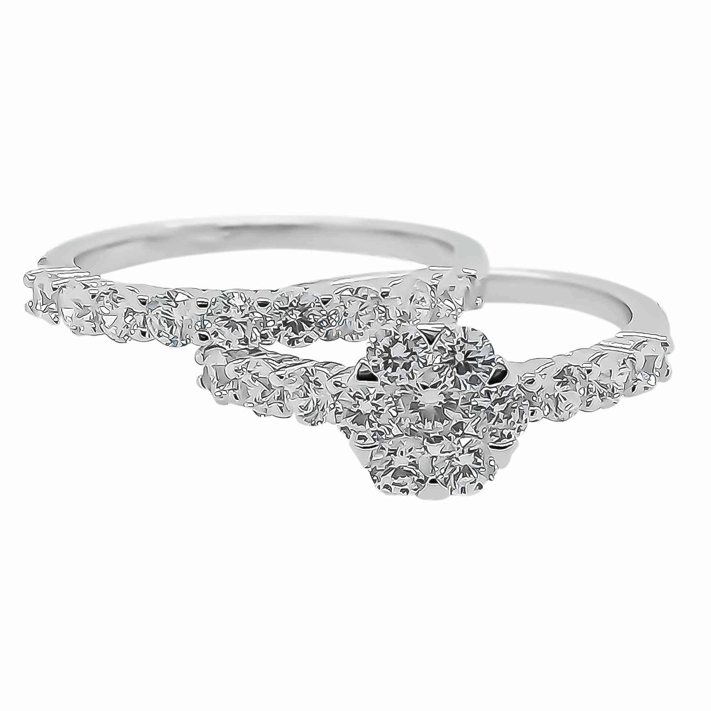 Rhodium Plated Sterling Silver CZ Ring Set - 6