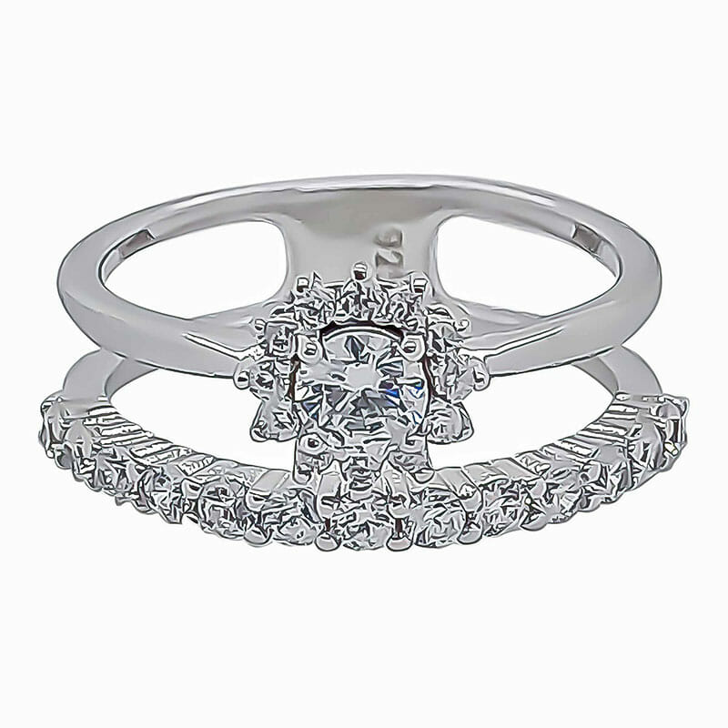 sterling silver rhodium plated engagment set cz