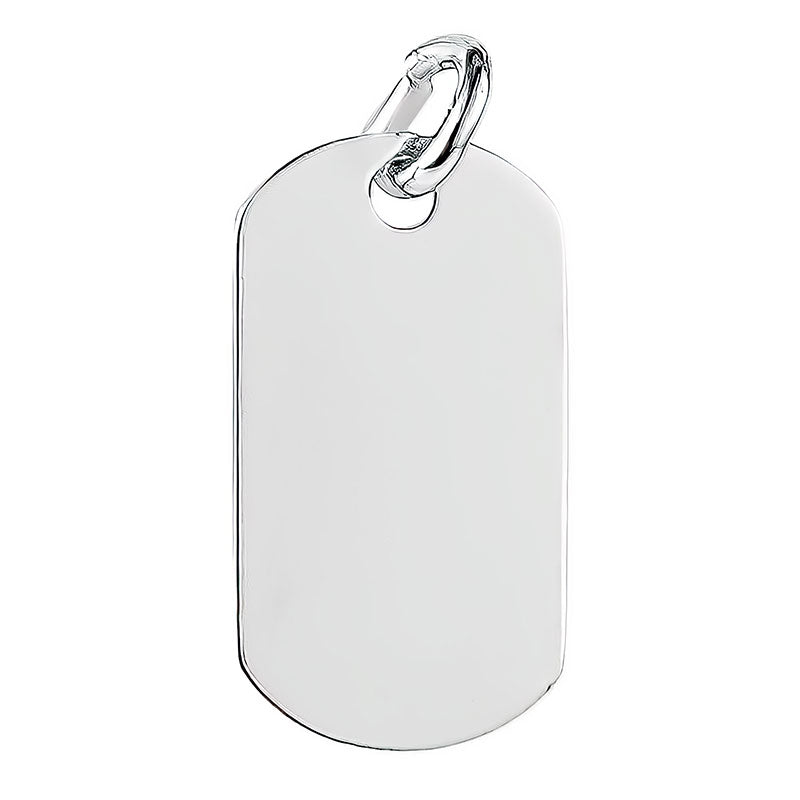 Rhodium Plated Sterling Silver Rectangle ID Tag Pendant