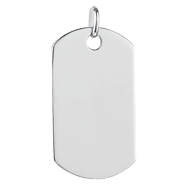 Rhodium Plated Sterling Silver Rectangle ID Tag Pendant