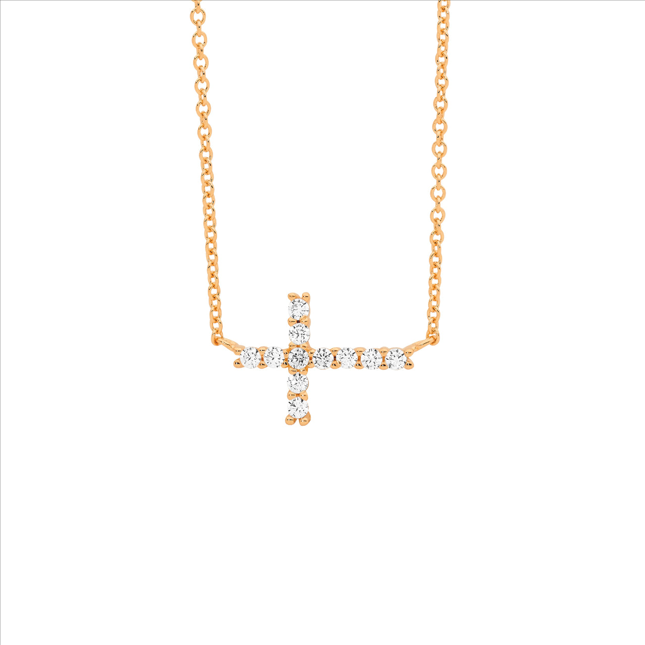 Rose Gold plated side cross necklace