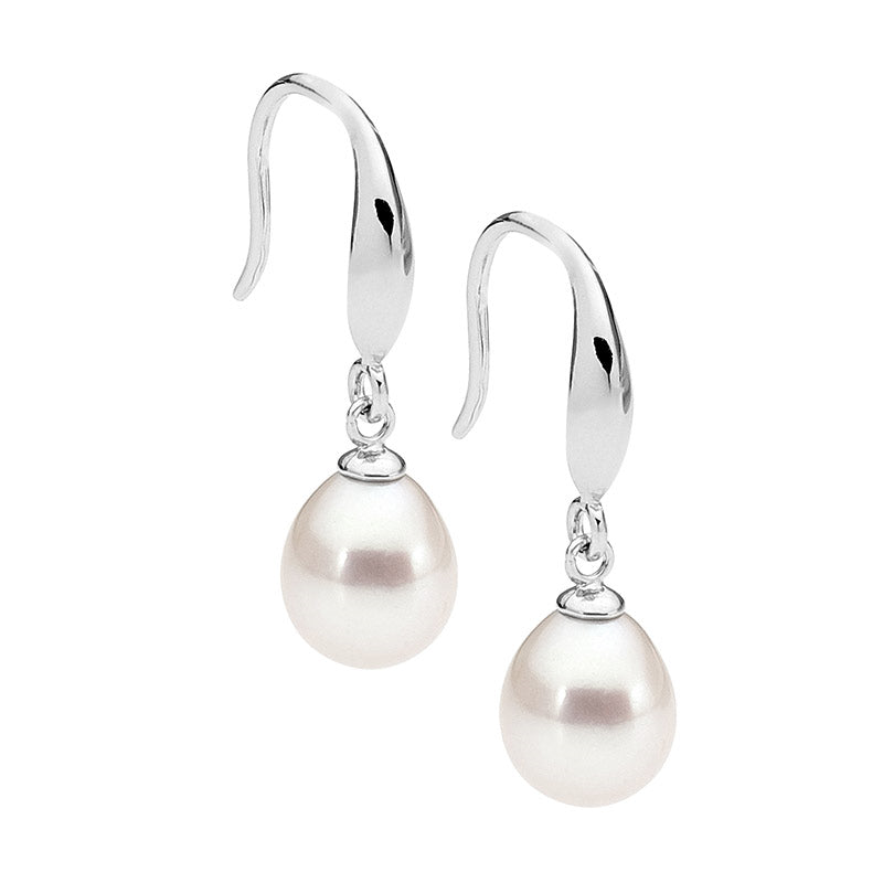 SS Shp/Hook Earrings w/ Freshwater Pearl Drop