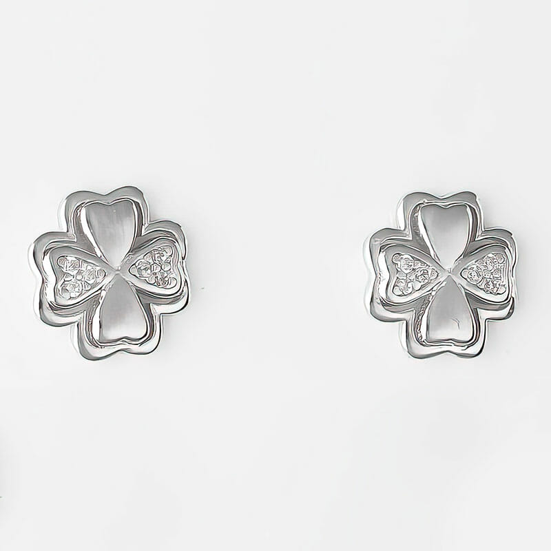 Rhodium Plated Sterling Silver Maltese CZ Cross Stud Earrings