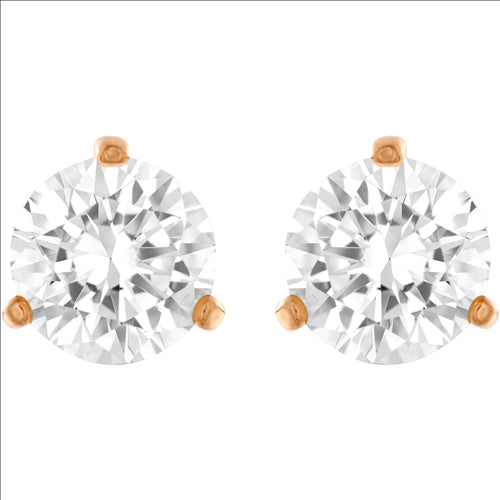Swarovski Solitaire Pierced Earrings, White, Rose-gold tone plated