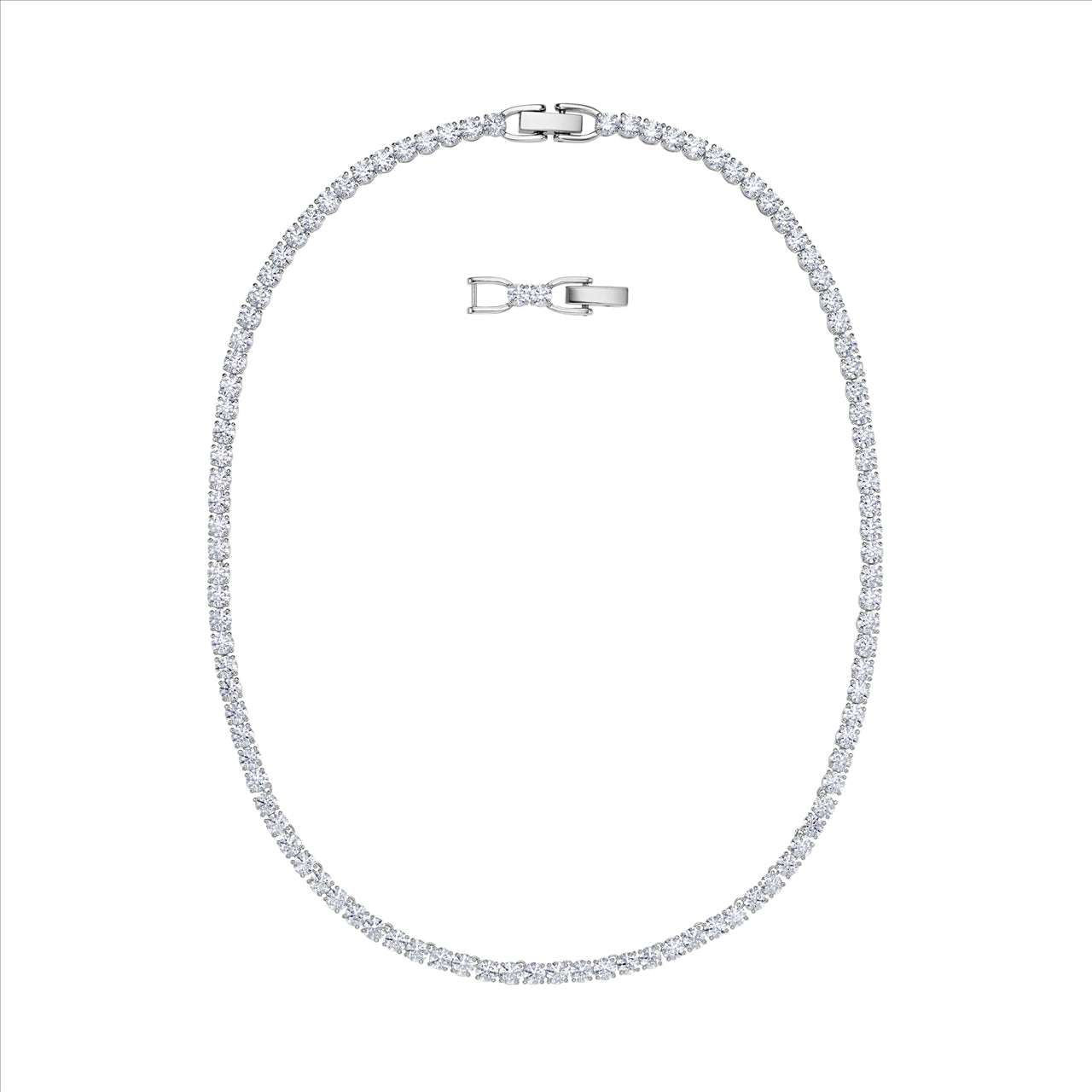 Swarovski Tennis Deluxe Necklace, White, Rhodium plated